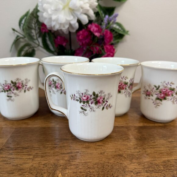 Royal Albert Lavender Rose Mugs Set of 5 Bone China England Floral Pink Rose - Picture 2 of 8